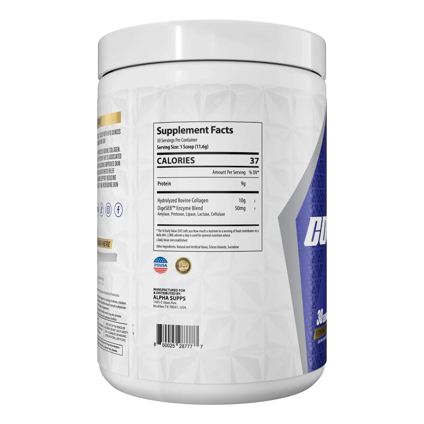 Polvo De Proteína De Colágeno Hidrolizado Con Péptidos Y Enzimas Digestivas Sabor Lima Fresa 30 Porciones