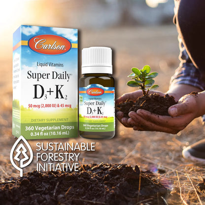 Super Daily D3 + K2 Gotas Líquidas Para Salud Cardiovascular Y Ósea 360 Gotas