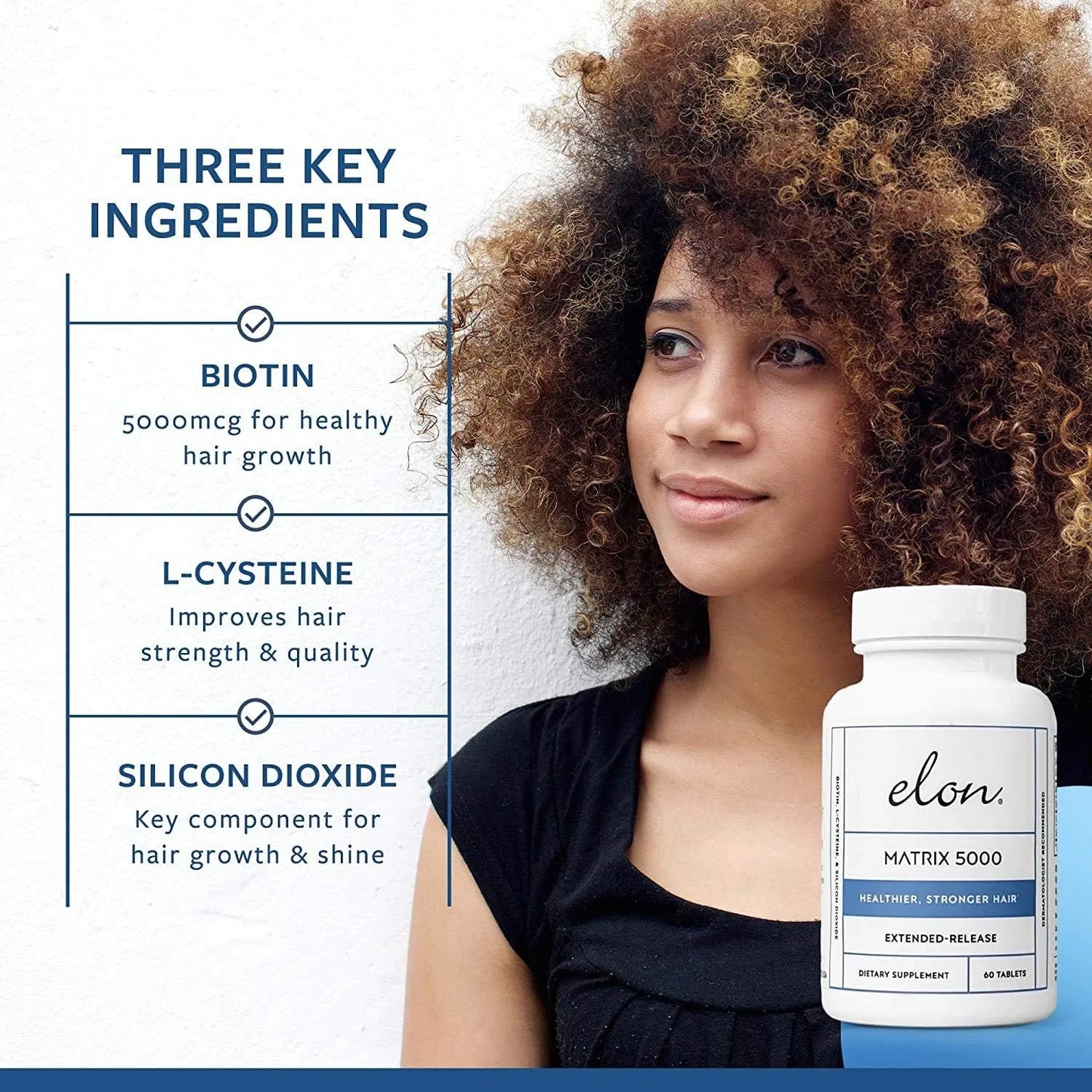 Vitaminas Biotina 5000 Mcg Crecimiento Cabello Liberación Prolongada Elon Matrix