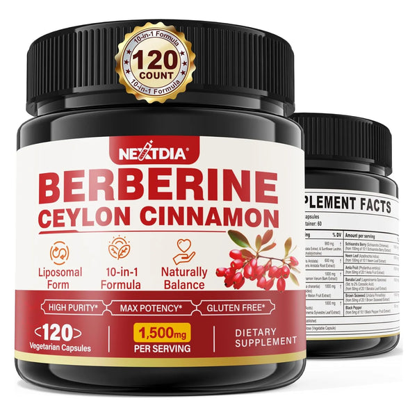 Berberina Orgánica 1500 Mg Con Melón Amargo Y Canela De Ceilán Suplemento Digestivo Y Metabólico