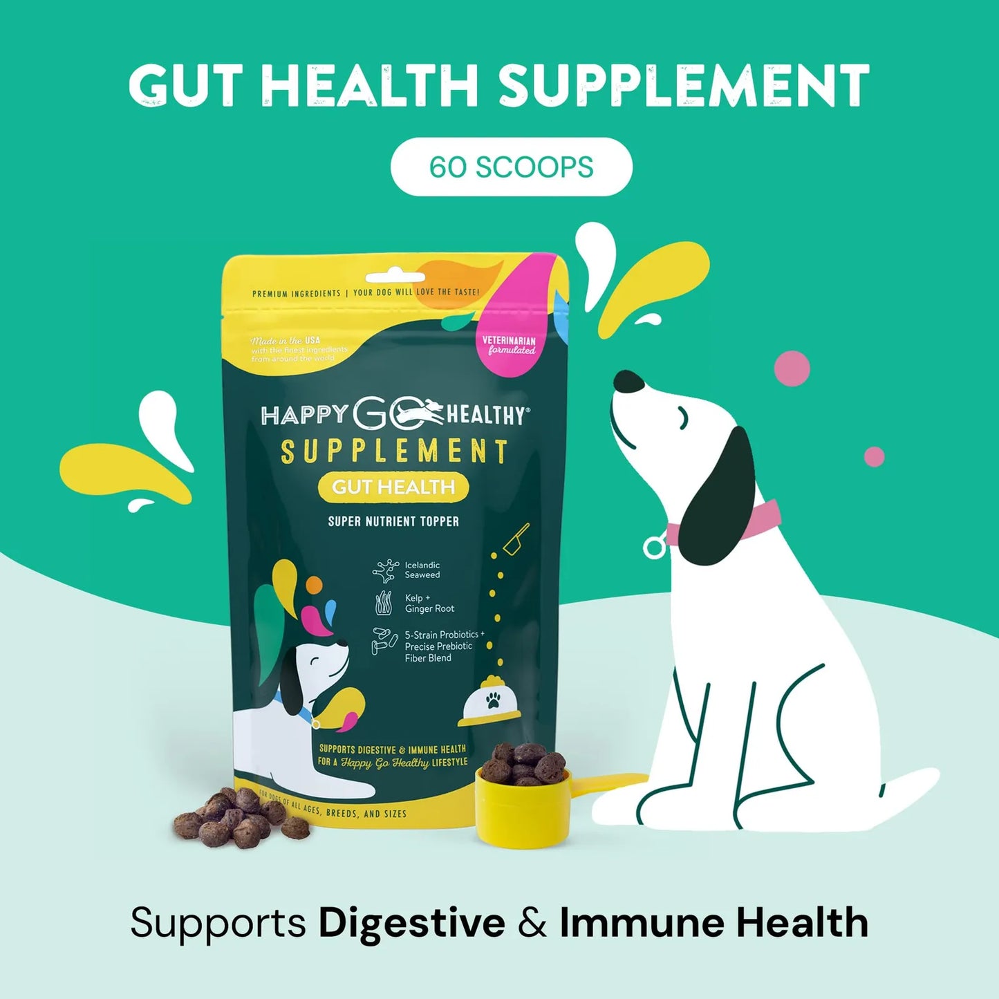 Suplemento De Probióticos Para Perros Salud Intestinal Y Digestiva Importado EE UU