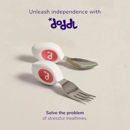 Set Cubiertos Niños 12 Meses Doddl Cuchara Tenedor Ergonómico Alimentación Autónoma
