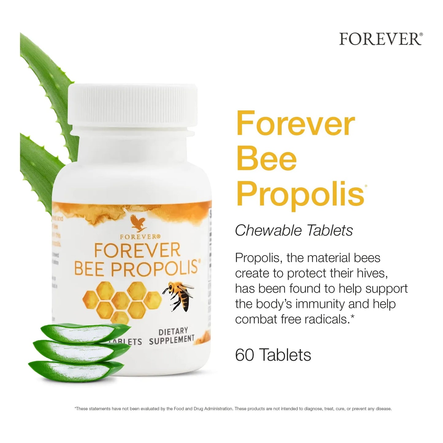 Tabletas Masticables Propóleo Abeja Apoyo Inmunológico 60 Tabletas Forever Living