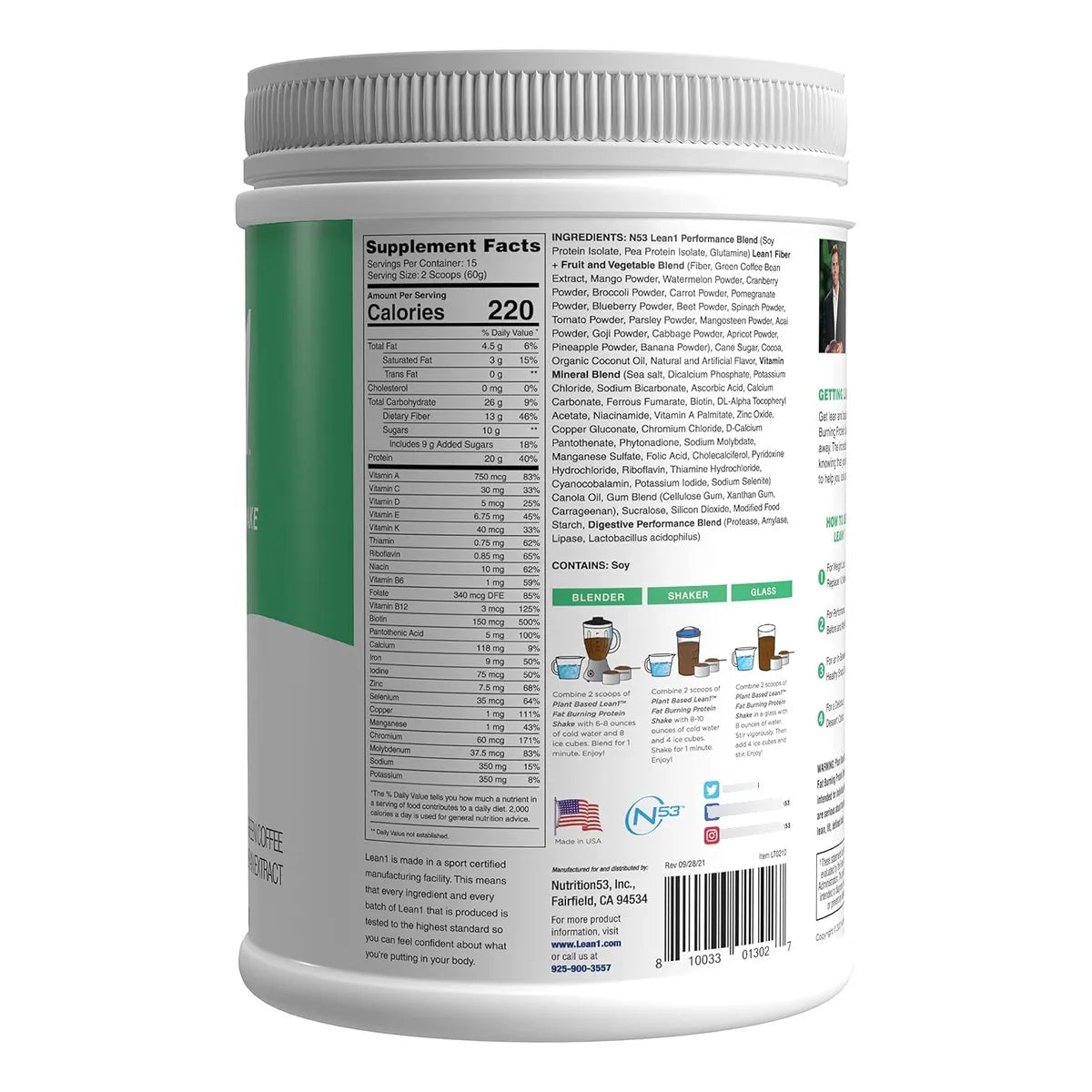 Nutrition 53 Batido Sustituto De Comida Para Pérdida De Peso Sabor Chocolate