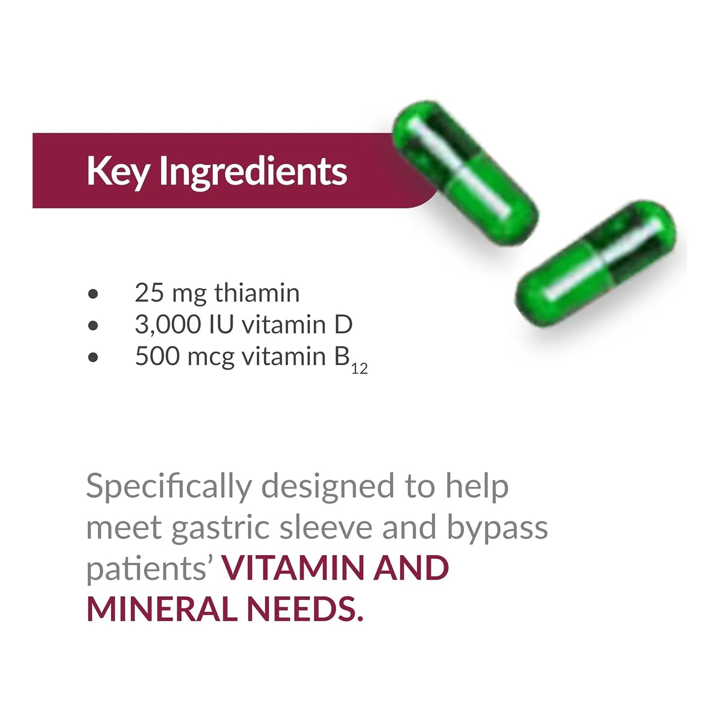 Multivitaminico Diario Para Pacientes Bariatricos Con Tiamina Capsulas Sin Gluten