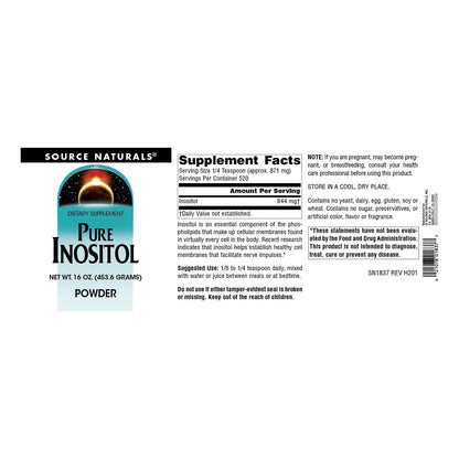 Inositol Puro En Polvo 453 Gramos Source Naturals Suplemento Dietético Para Bienestar Mental