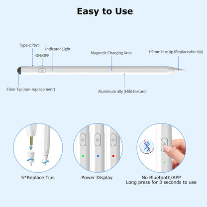 Lápiz Óptico 2 En 1 Para iPad Carga Rápida Compatible Con Pro Air Mini