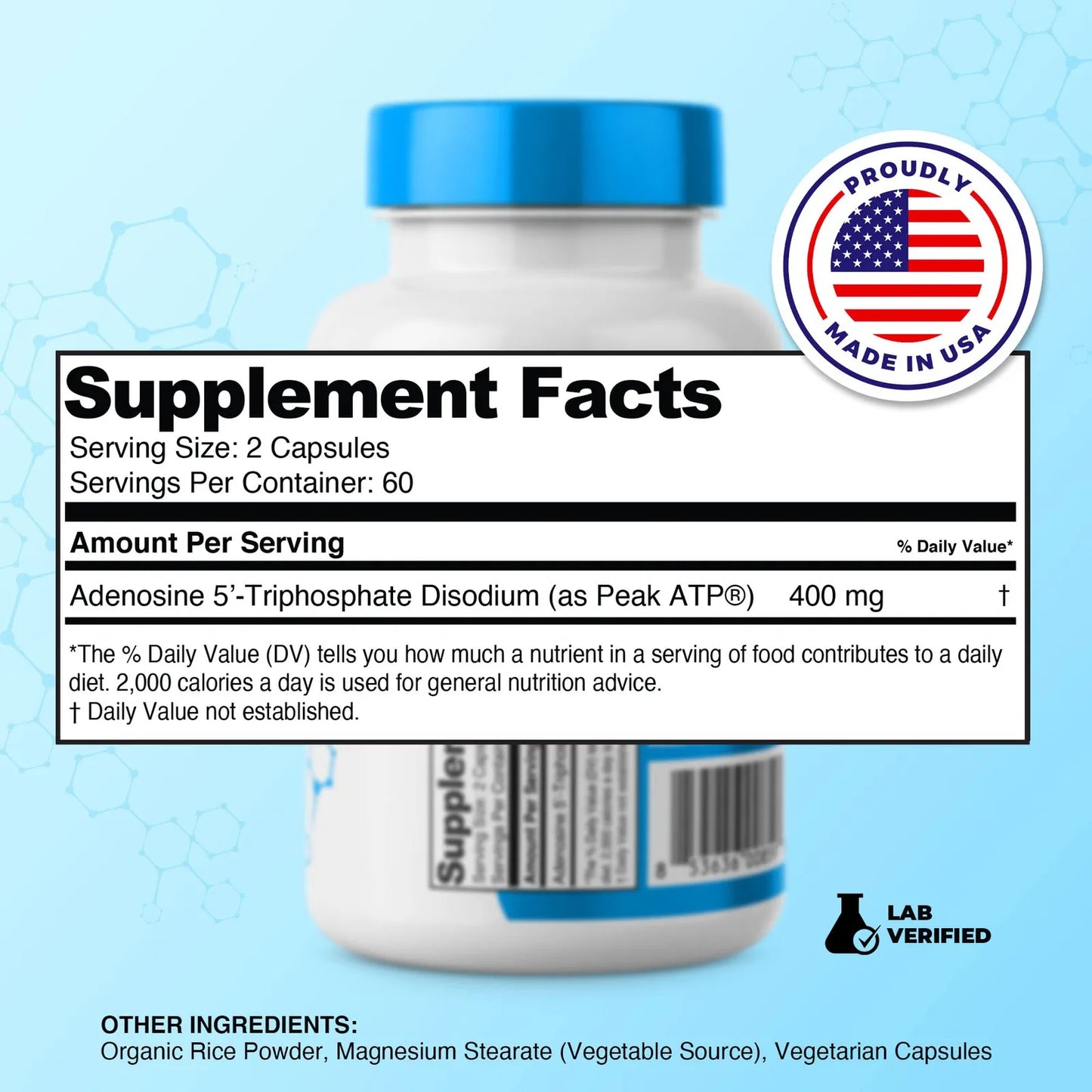 Cápsulas De ATP Disódico 400 Mg 120 Unidades Aumenta Energía Y Resistencia