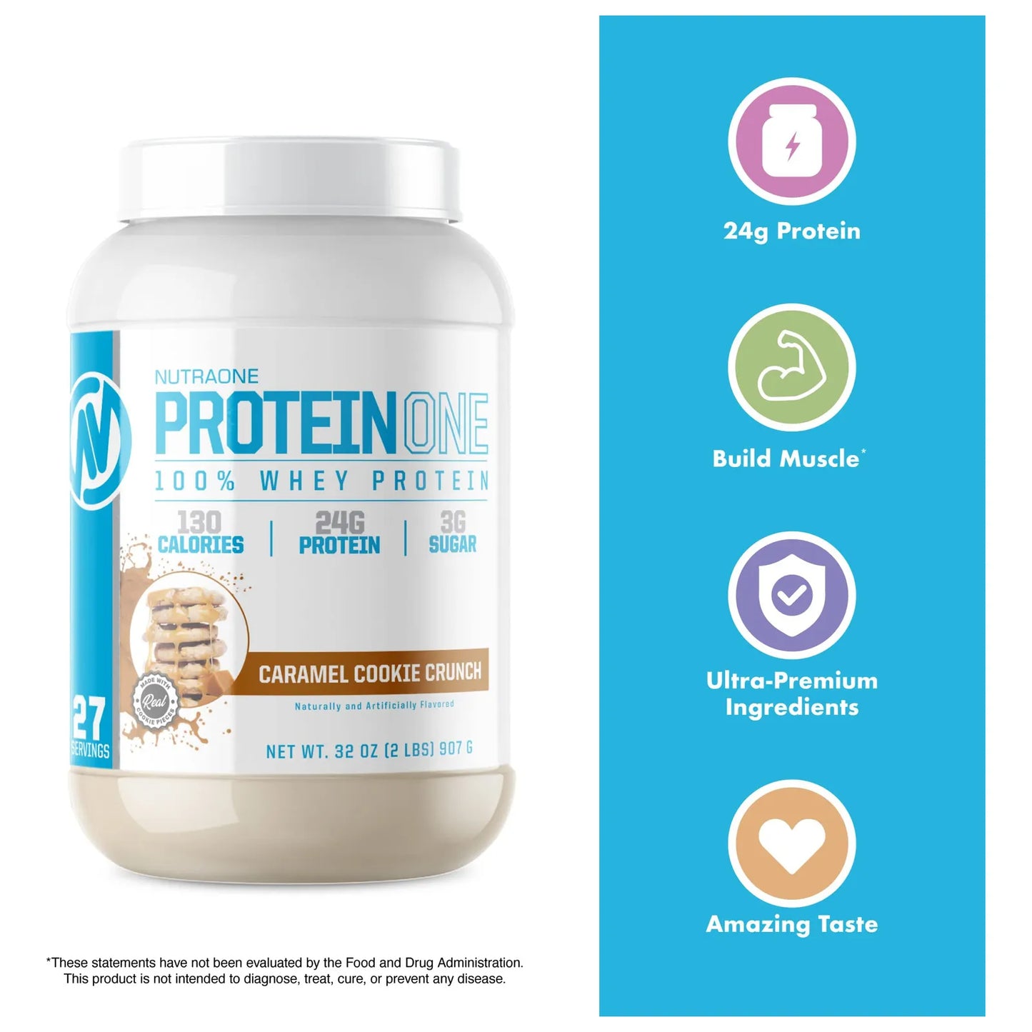 Proteina En Polvo Sabor Caramelo Crujiente De Galleta ProteinOne Whey Protein 5 Libras