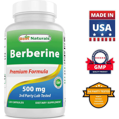 Berberina 500 Mg Best Naturals 240 Capsulas Soporte Inmunologico Cardiovascular