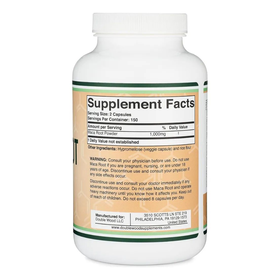 Suplemento Double Wood Maca Root 1000 Mg 300 Cápsulas - Imagen 3