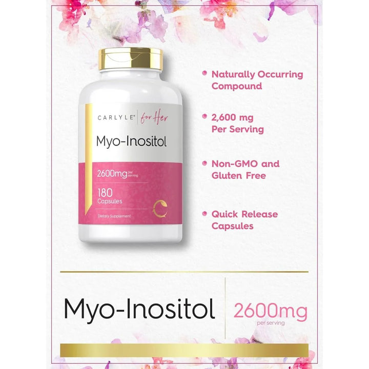 Carlyle Myo-inositol 2600mg 180 Cápsulas Suplemento Natural - Imagen 4