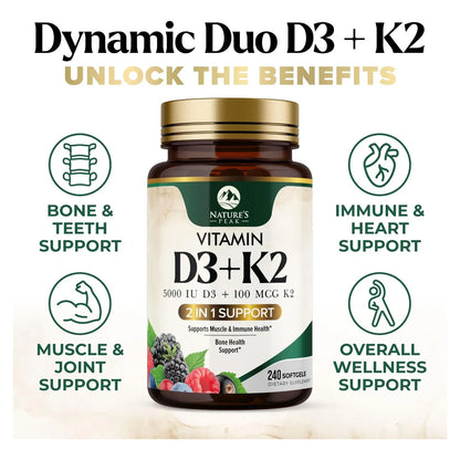 Vitamina D3 K2 5000 Ui 100 Mcg Capsulas Blandas Refuerzo Inmunologico Y Oseo