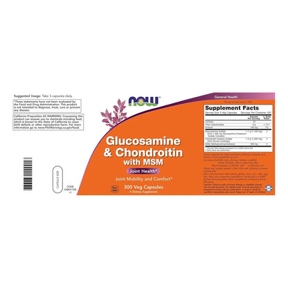 Glucosamina Condroitina Con Msm 300 Capsulas Salud Articular Now Foods