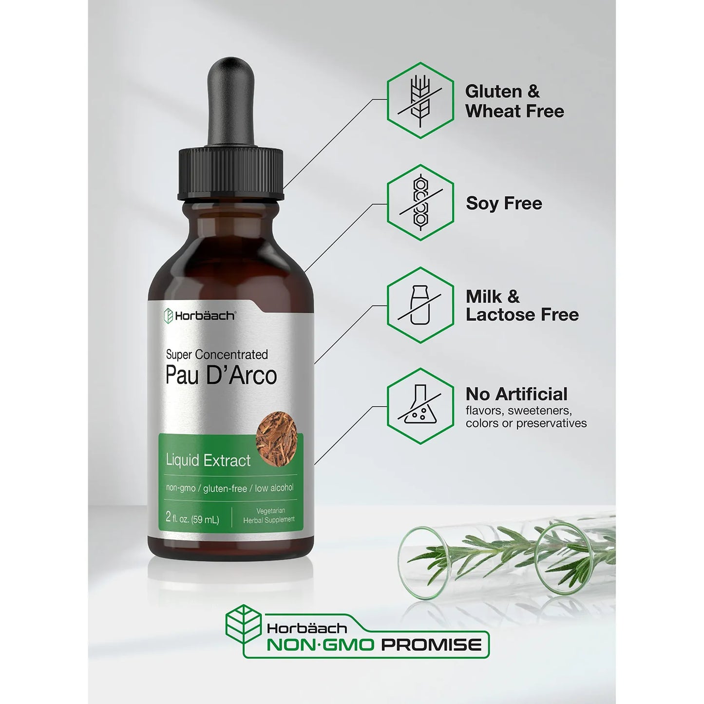 Extracto Líquido De Pau D Arco 59 Ml Gotas Superconcentrado Vegano