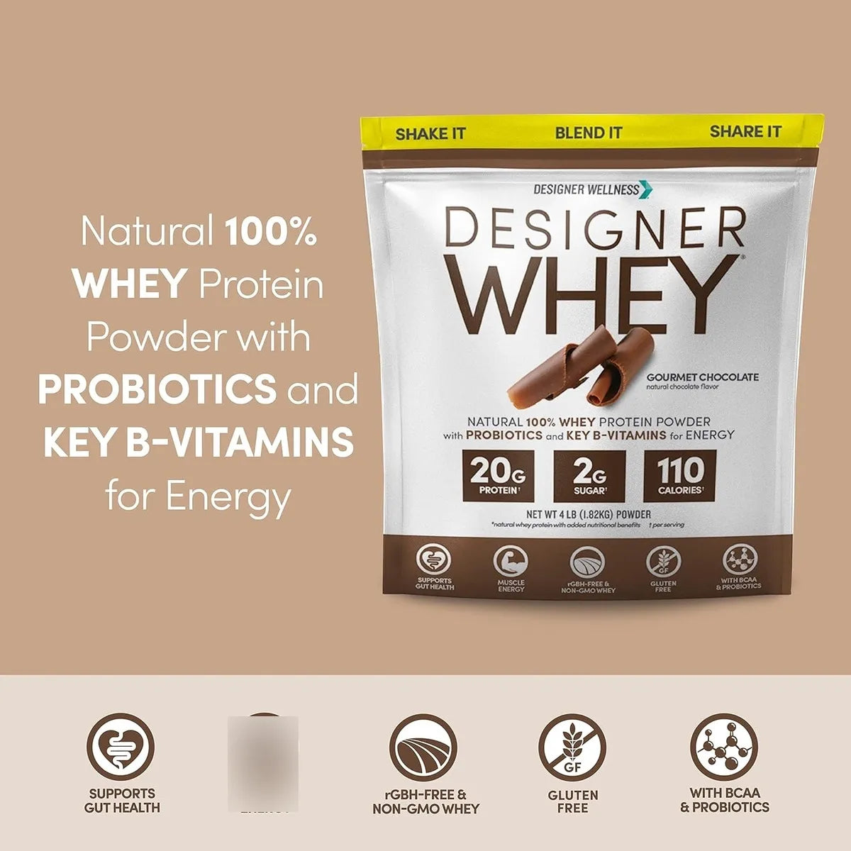 Proteinawhey Suero De Leche Chocolate Gourmet 4 Lb Proteina Premium Sin Artificiales
