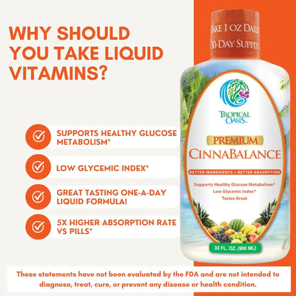 Suplemento Líquido Cinnabalance Canela Aloe Vera Antioxidantes 32 Onzas