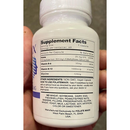 FolateMaxx L Metilfolato B12 Metilcobalamina B6 15 Mg 60 Capsulas Complejo B Activo