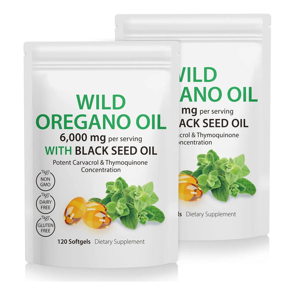 Capsulas De Aceite De Oregano 240 Unidades 6000 Mg Con Aceite De Semilla Negra Vegano