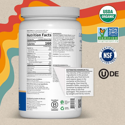 Proteína Cremosa De Vainilla En Polvo 20g Vegana Orgánica Con Probióticos