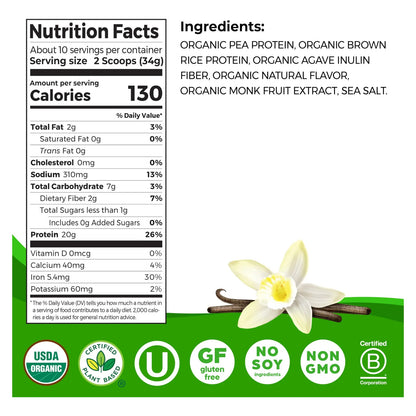 Proteína En Polvo Orgánica Vegana Mezcla Perfecta 20g Nutrición Limpia
