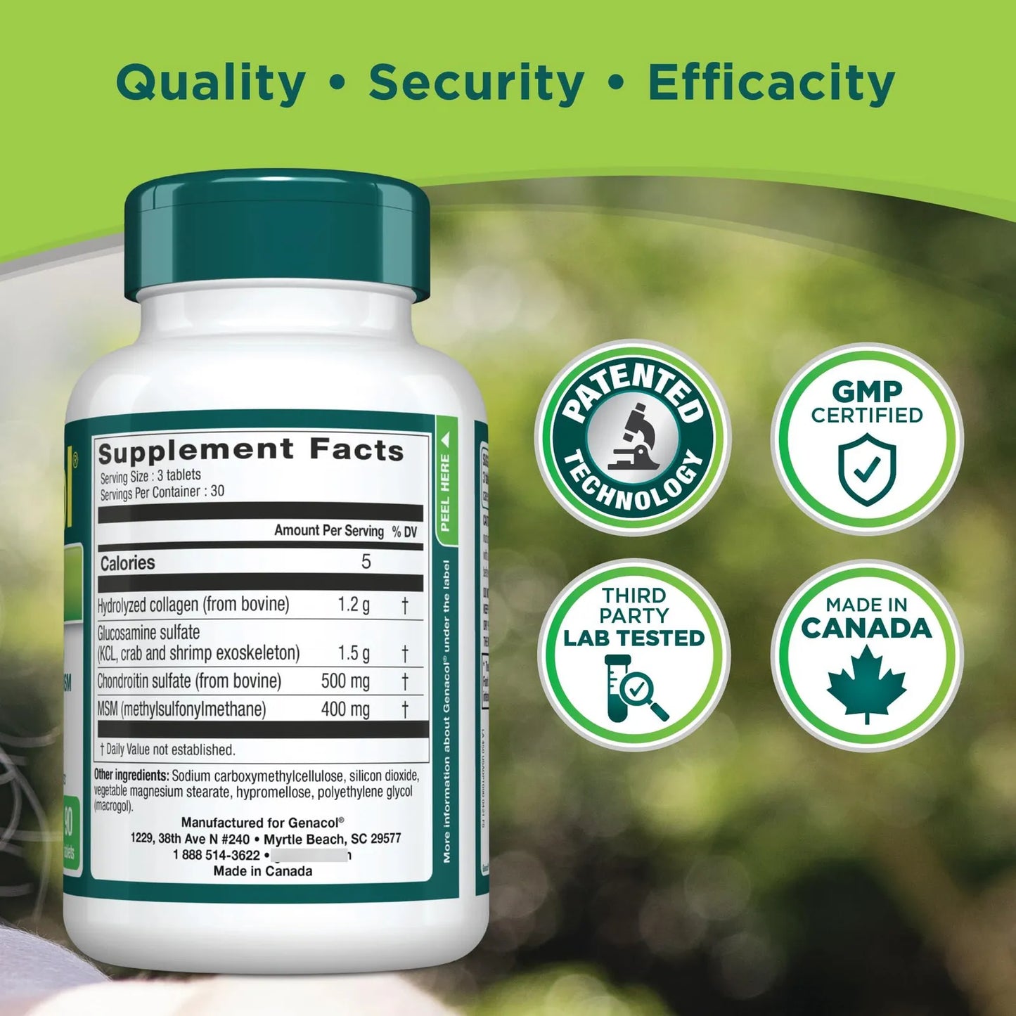 Genacol Optimum Tabletas Glucosamina Condroitina MSM Colageno Ultrahidrolizado 90 Unidades