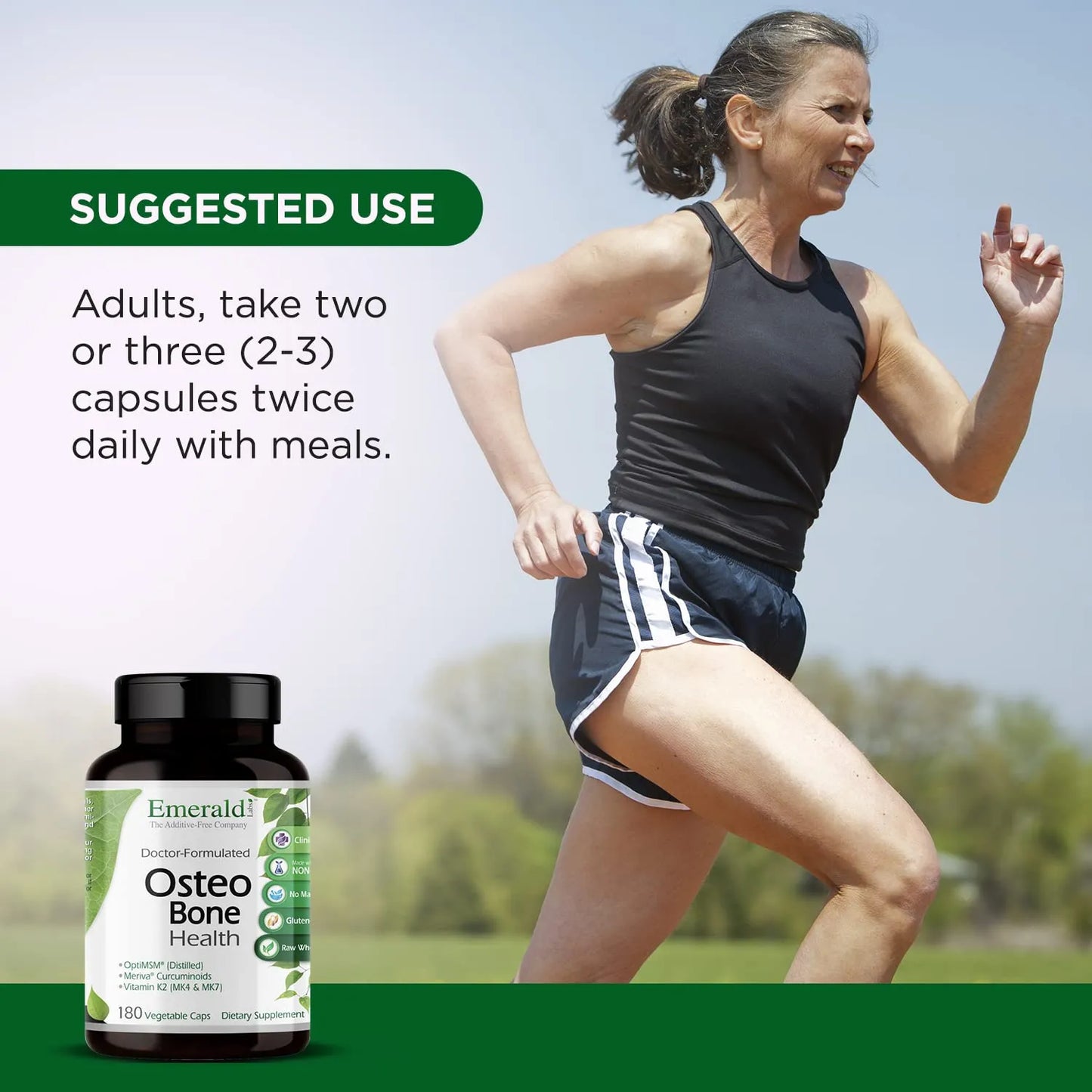 Osteo Bone Health Suplemento Vitaminas K1 K2 D3 Para Huesos Fuertes 180 Cápsulas