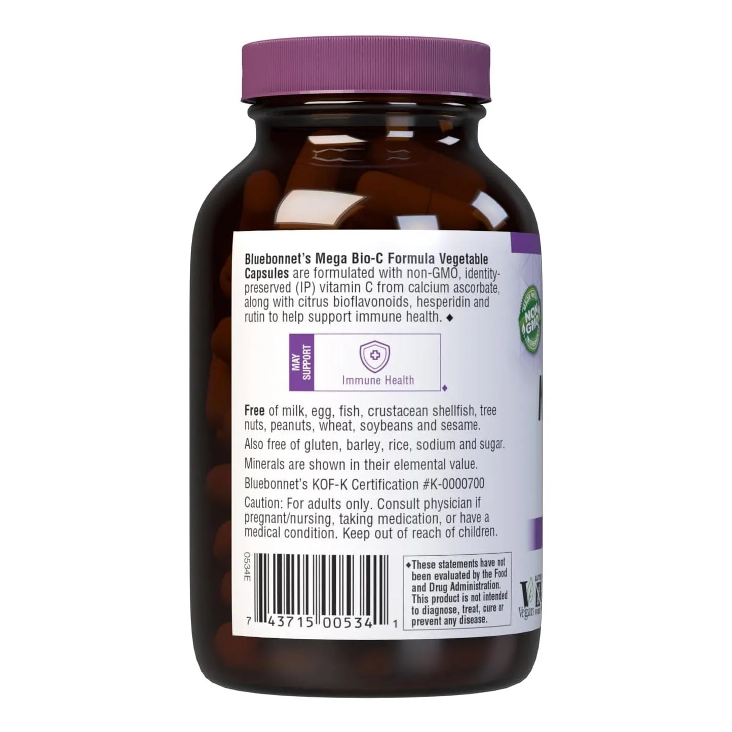 Capsulas Vegetales Vitamina C Tamponada Alta Potencia 750 Mg Con Bioflavonoides Vegano