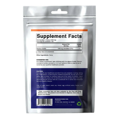 Polvo Probiótico Bacillus Subtilis 100 Porciones Salud Intestinal E Inmunológica
