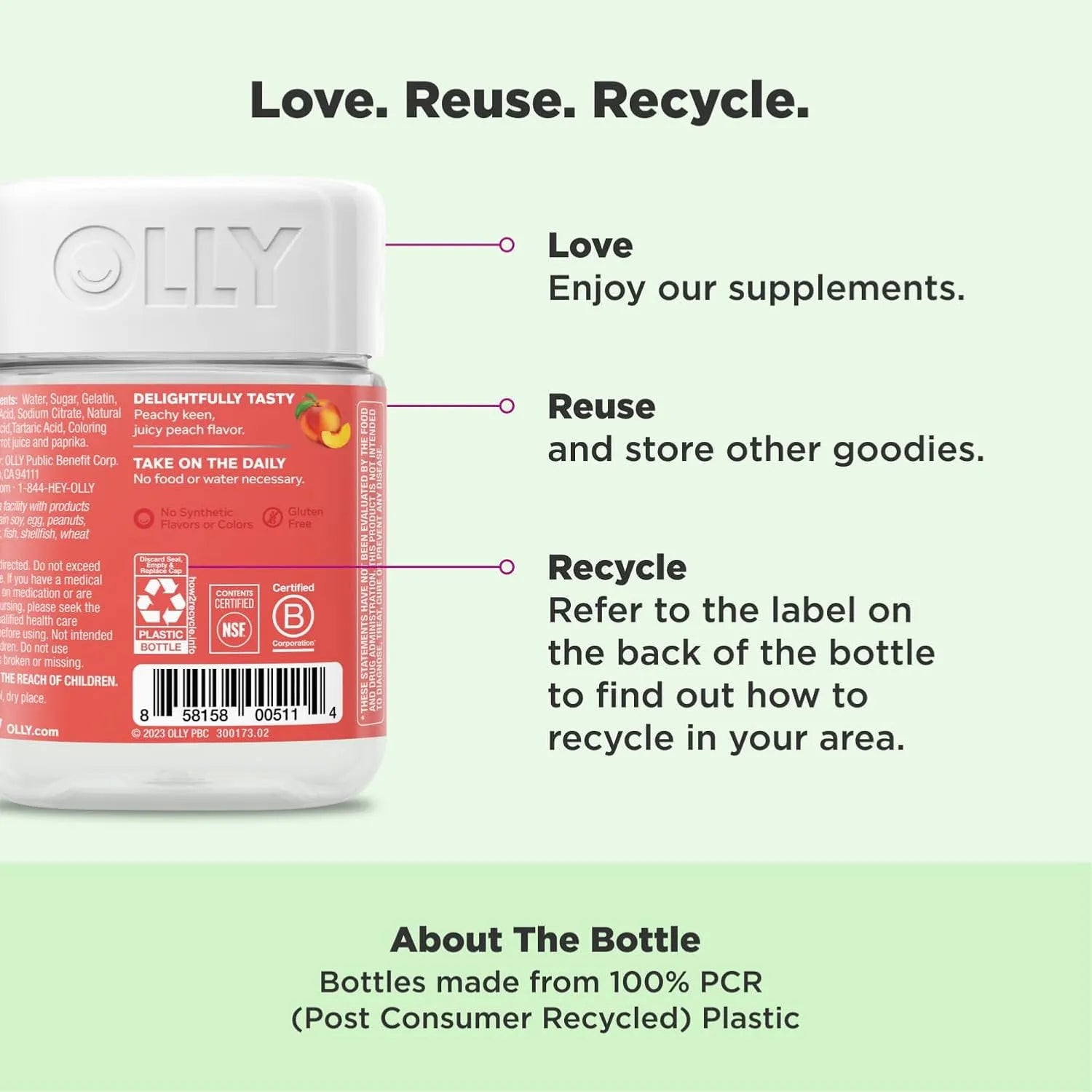 Omitas Olly Probiotic Prebiotic Digestivo Sabor Durazno  - Imagen 4