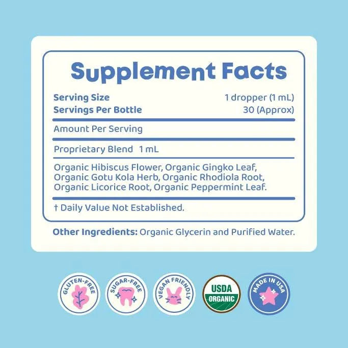 Genius Drops Smartberry Vanilla Suplemento Líquido Para Enfoque Y Memoria En Niños