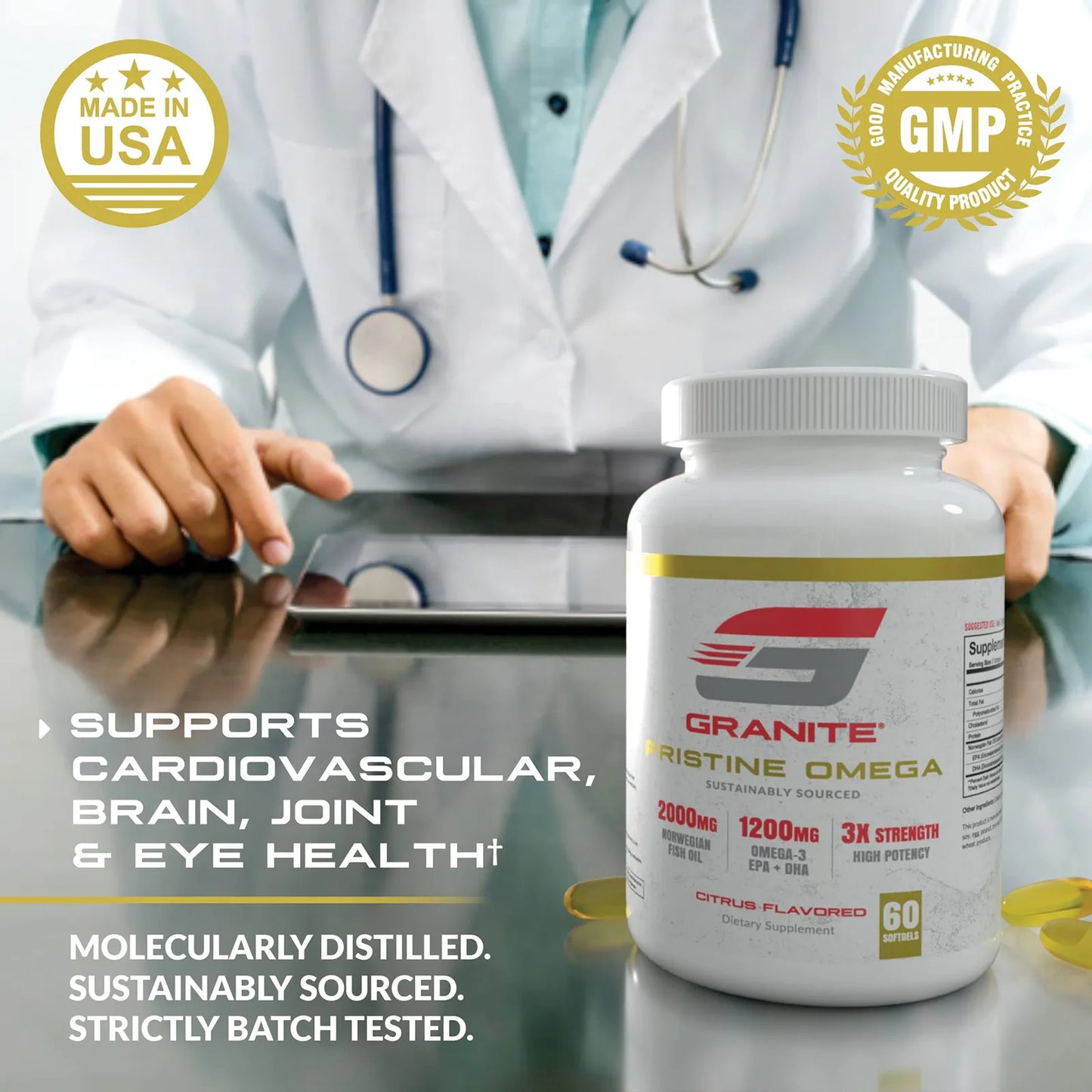 Aceite De Pescado Noruego Omega 3 2000 Mg EPA DHA Soporte Cardiaco Y Cerebral