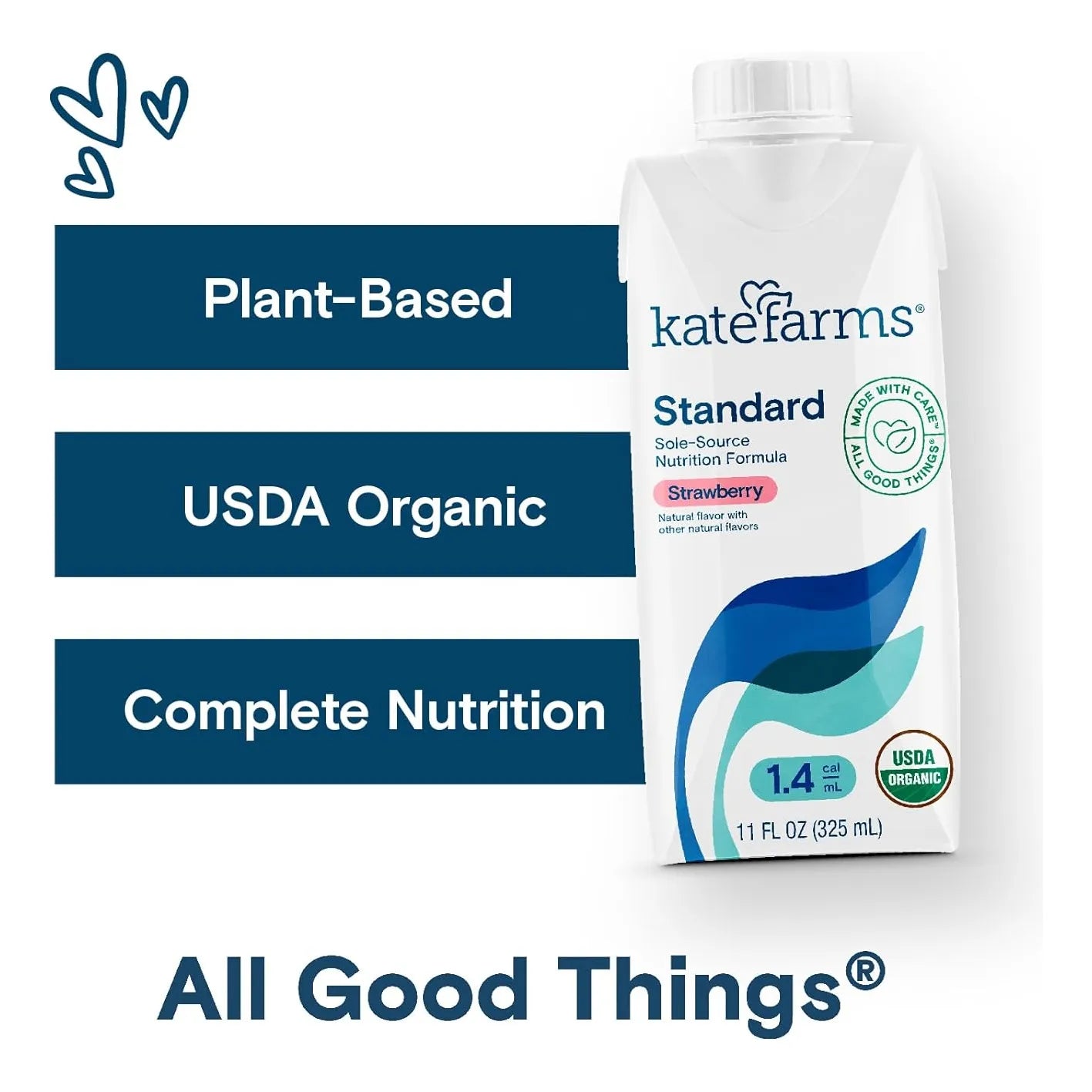Batido Nutricional Orgánico KATE FARMS Alto En Calorías Sabor Fresa 12 Unidades