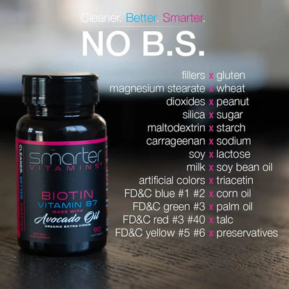 Biotina 5000mcg En Aceite De Aguacate 180 Capsulas Cabello Piel Uñas SmarterVitamins