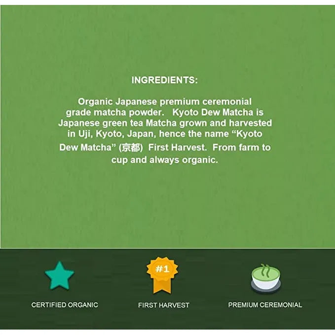Té Verde Matcha Japonés Orgánico Grado Ceremonial Premium 3.5 Onzas