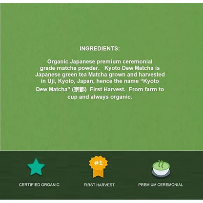 Té Verde Matcha Japonés Orgánico Grado Ceremonial Premium 3.5 Onzas