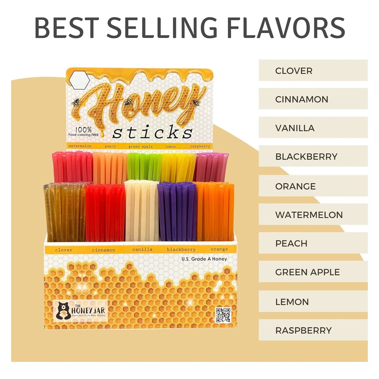 Expositor De Miel The Honey Jar 500 Palitos Surtidos Sabores Naturales