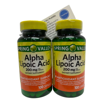 Paquete Soporte Nutricional 2 Botellas 200 Mg Acido Alfa Lipoico 100 Capsulas