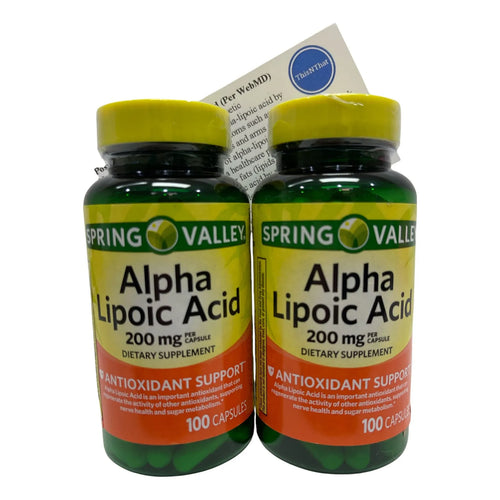 Paquete Soporte Nutricional 2 Botellas 200 Mg Acido Alfa Lipoico 100 Capsulas