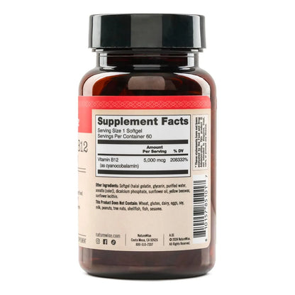 Vitamina B12 5000 Mcg Extra Potente Energia Y Claridad Mental Naturewise