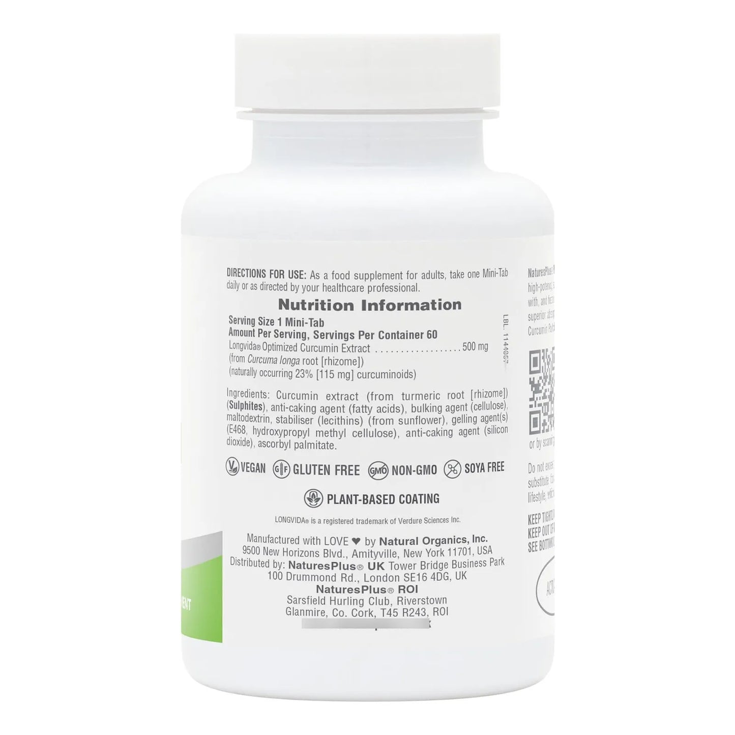 Natures Plus Pro Longvida Curcumina 1000 Mg 60 Mini Pestañas Antioxidante Sin Omg Vegano