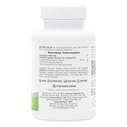 Natures Plus Pro Longvida Curcumina 1000 Mg 60 Mini Pestañas Antioxidante Sin Omg Vegano