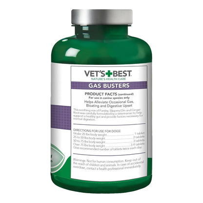 Vet's Best Suplemento Perros Hinchazon Estrenimiento 90 Tab Alivia Digestivo Natural
