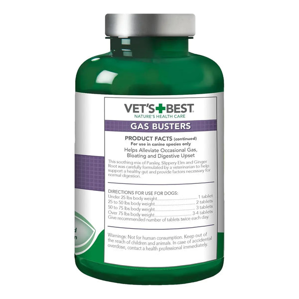 Vet's Best Suplemento Perros Hinchazon Estrenimiento 90 Tab Alivia Digestivo Natural