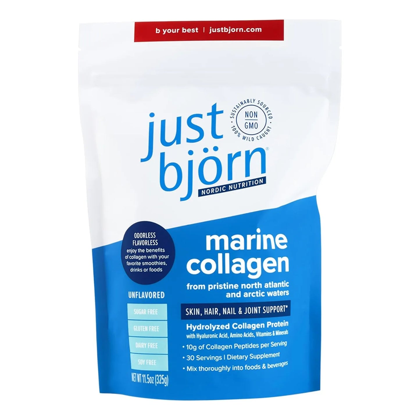 Péptidos De Colágeno Marino En Polvo Just Bjorn Piel Radiante Cabello Fuerte