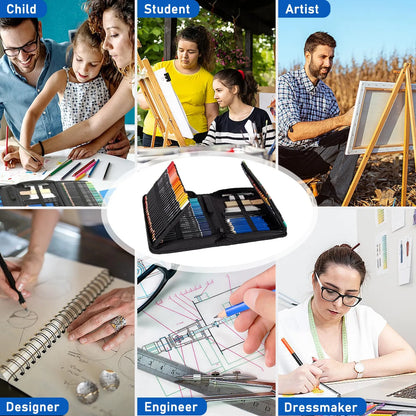 Kit Profesional 146 Lápices Grafito Acuarela Metálicos Dibujo Arte