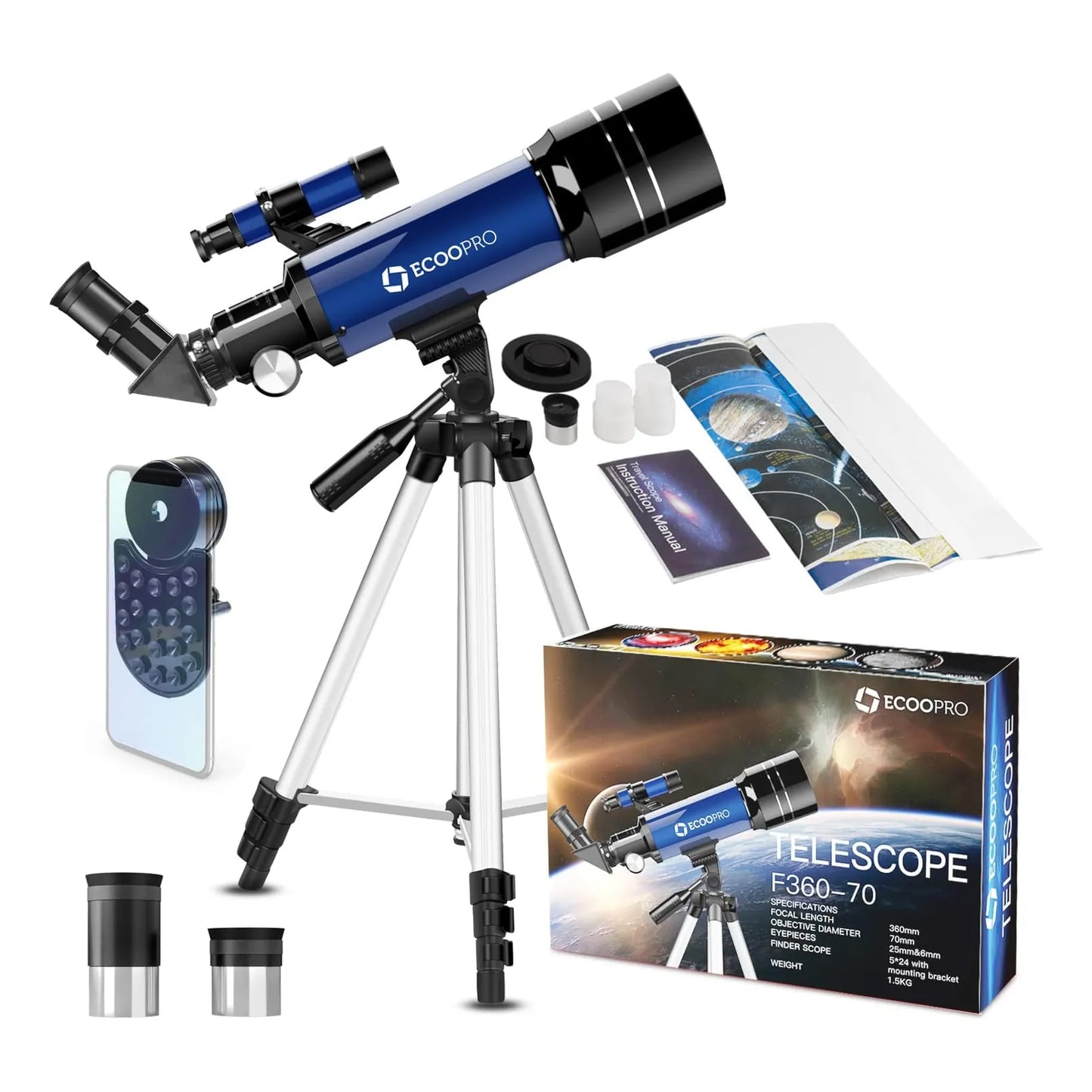 Telescopio Astronomico Refractor Con Tripode Ajustable Ideal Para Principiantes Y Adultos