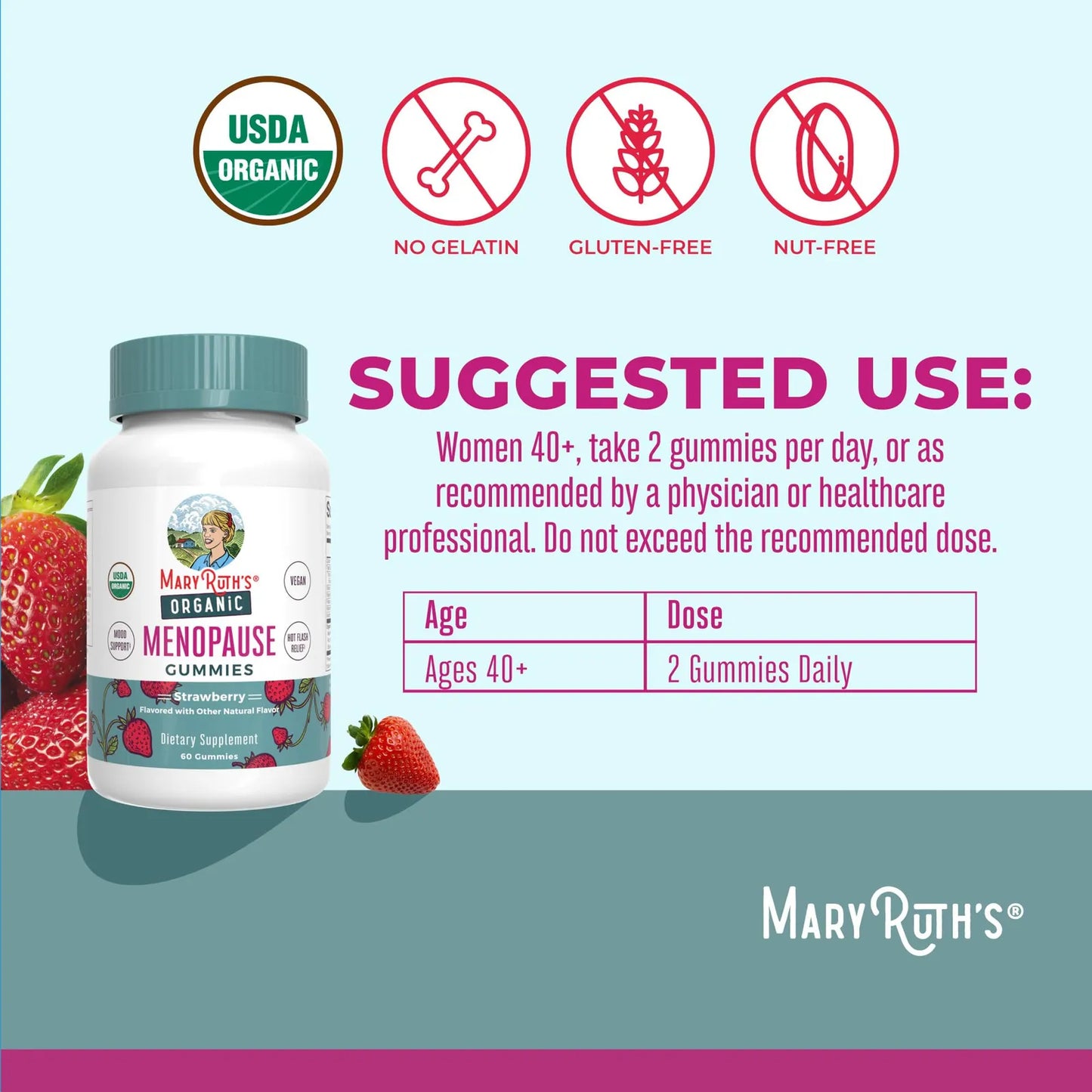 Gomitas Orgánicas MaryRuth Para Menopausia Alivio Sofocos y Ánimo