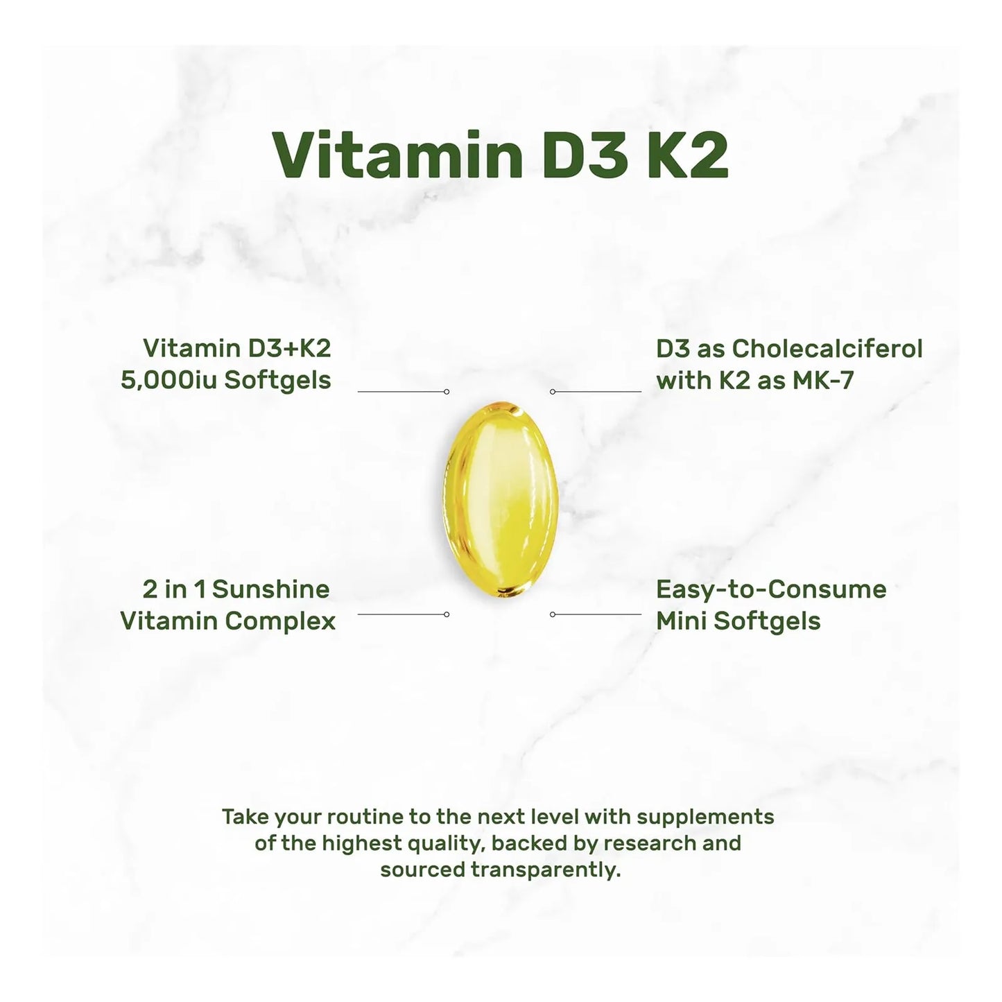 Deal Supplement Vitamin D3 K2 Softgel 250 Cápsulas 5000 Iu Y 100mcg - Imagen 2
