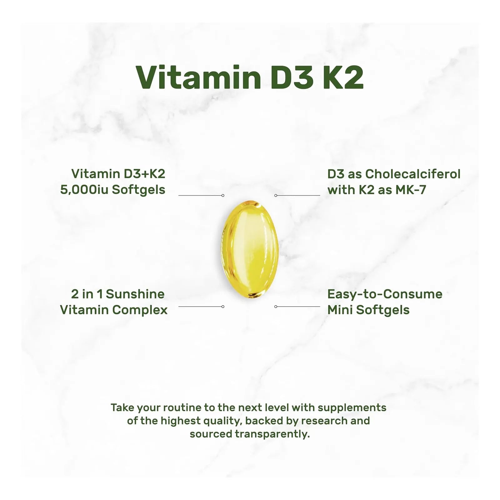 Deal Supplement Vitamin D3 K2 Softgel 250 Cápsulas 5000 Iu Y 100mcg - Imagen 2